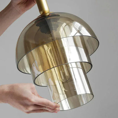 BE SHINE Suspension verre fumé gris