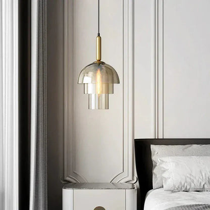 BE SHINE Suspension verre fumé gris