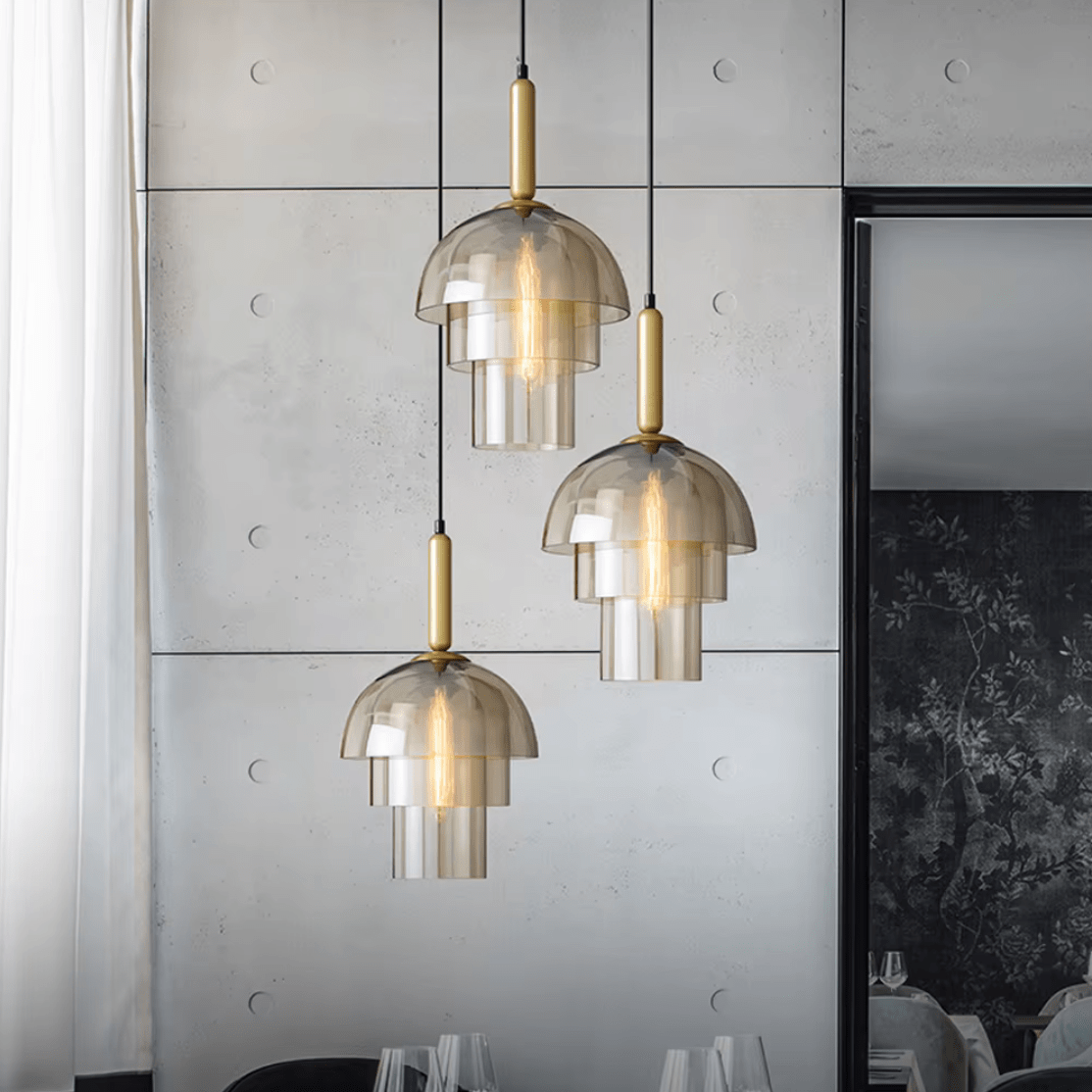 BE SHINE Suspension verre fumé gris