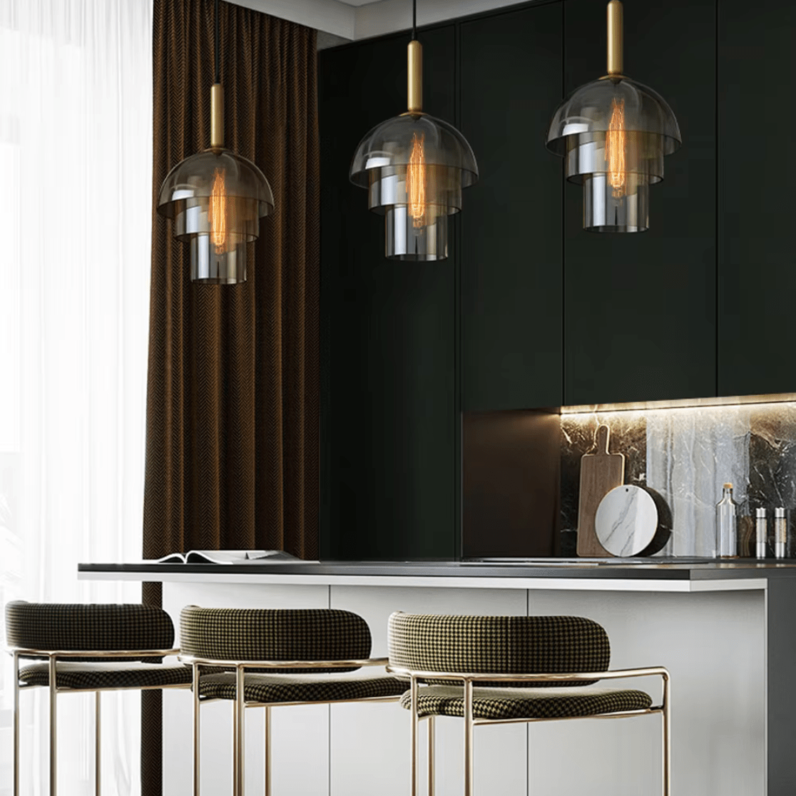 BE SHINE Suspension verre fumé gris