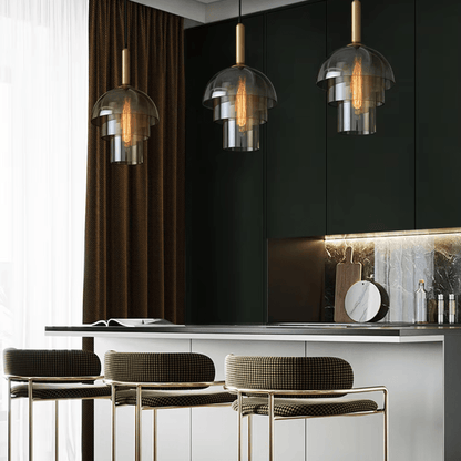 BE SHINE Suspension verre fumé gris