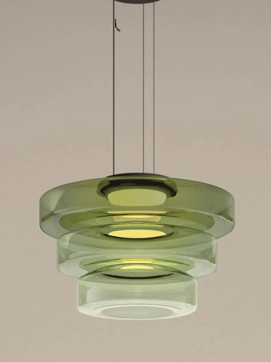 BE SHINE Suspension abat-jour en verre VERT 25cm 35cm 45cm / LUMIÈRE CHAUDE