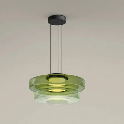 BE SHINE Suspension abat-jour en verre VERT 25cm 35cm / LUMIÈRE NEUTRE