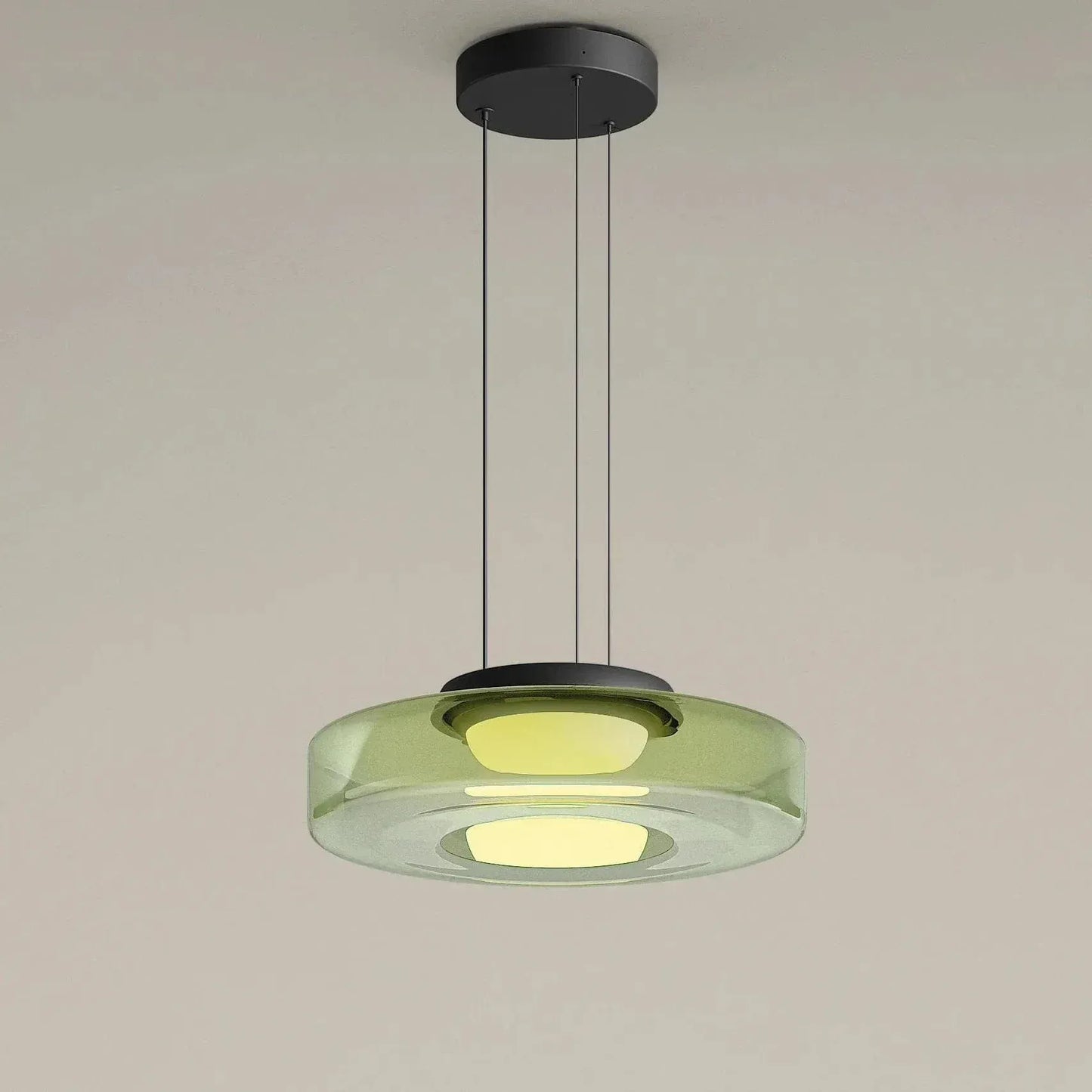 BE SHINE Suspension abat-jour en verre VERT 35cm / LUMIÈRE FROIDE