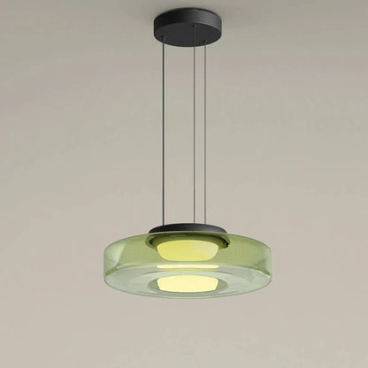 BE SHINE Suspension abat-jour en verre VERT 35cm / LUMIÈRE FROIDE