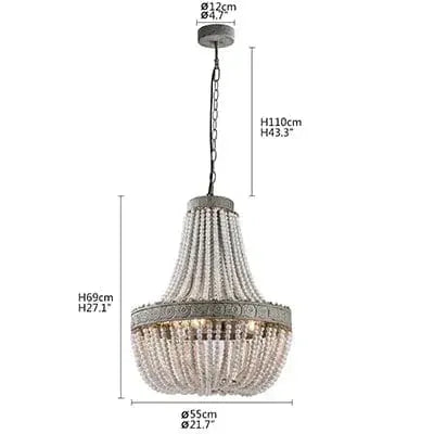 Eclairage suspension Suspension en perle de bois style baroque 1