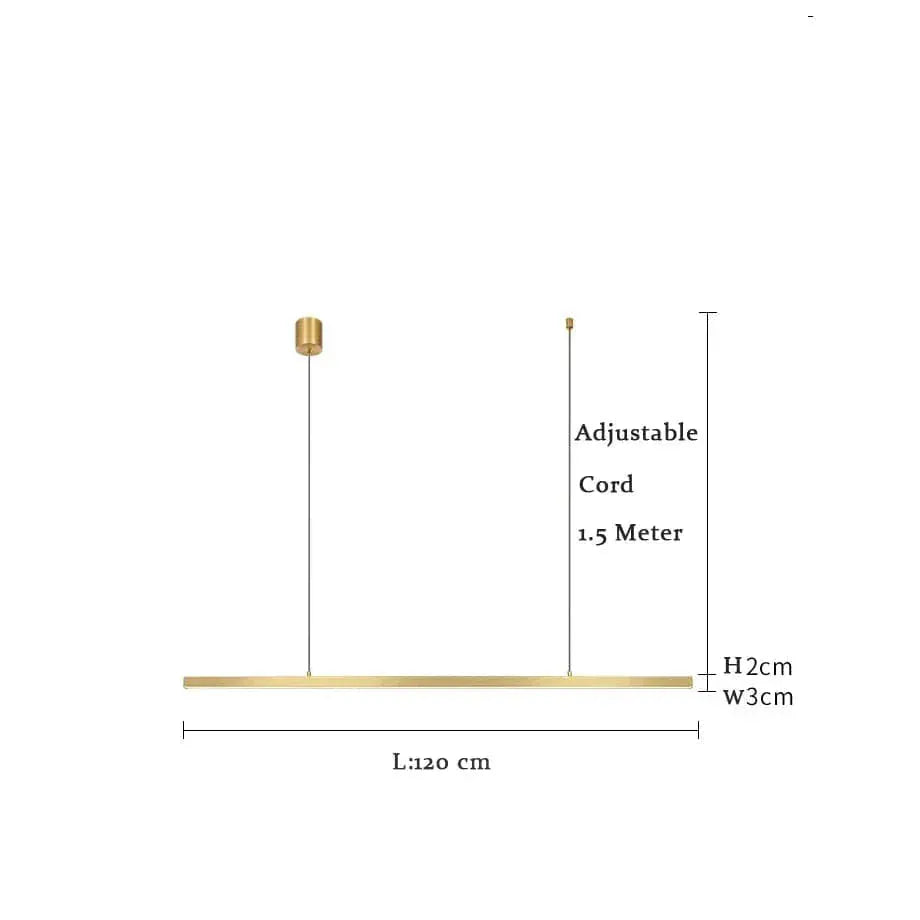 Eclairage suspension Suspension dorée barre led 1-TÊTES LONGUEUR 115cm / DIMMABLE TRICOLORE