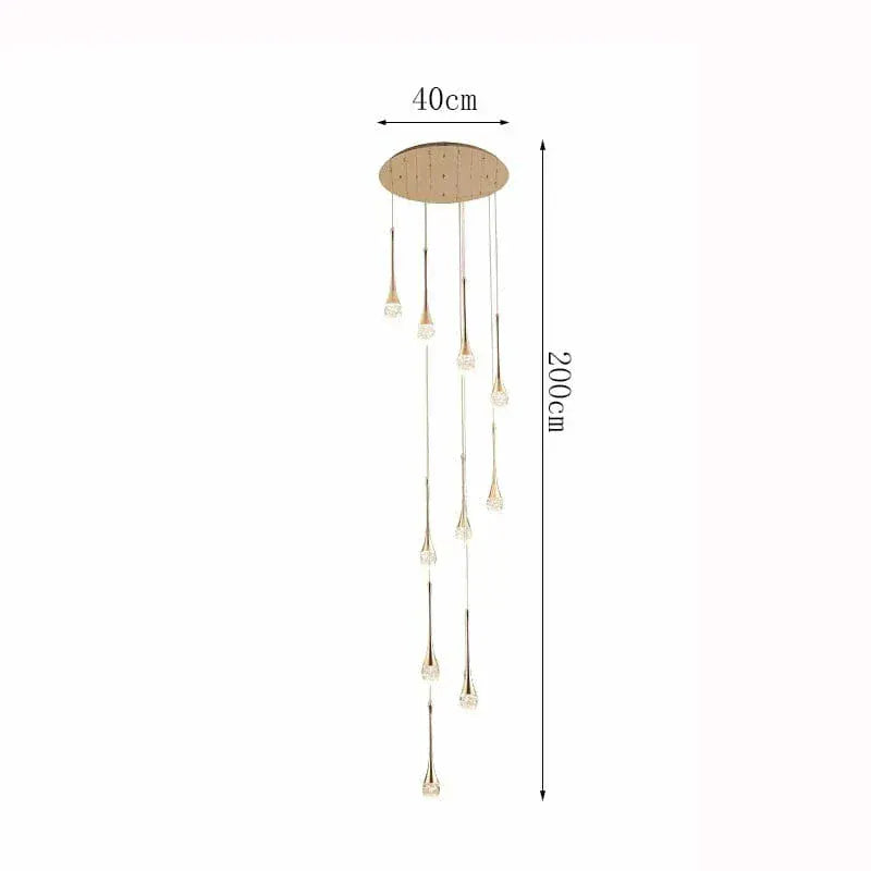 Eclairage suspension Suspension plafond haut goutte d'eau 10 TÊTES / CONTRÔLE TÉLÉCOMANDE GRADATION ( CHAUD FROID NEUTRE )