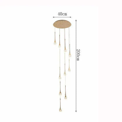 Eclairage suspension Suspension plafond haut goutte d'eau 10 TÊTES / CONTRÔLE TÉLÉCOMANDE GRADATION ( CHAUD FROID NEUTRE )