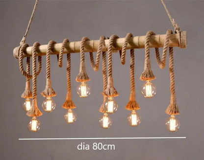 ECLAIRAGE SUSPENSION Suspension en bambou avec cordage 10 TÊTES