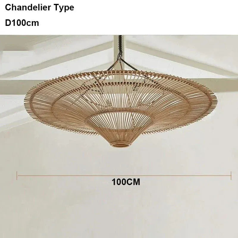 Eclairage suspension Suspension XXL en rotin de style japandi 100 CM / ROTIN CLAIR