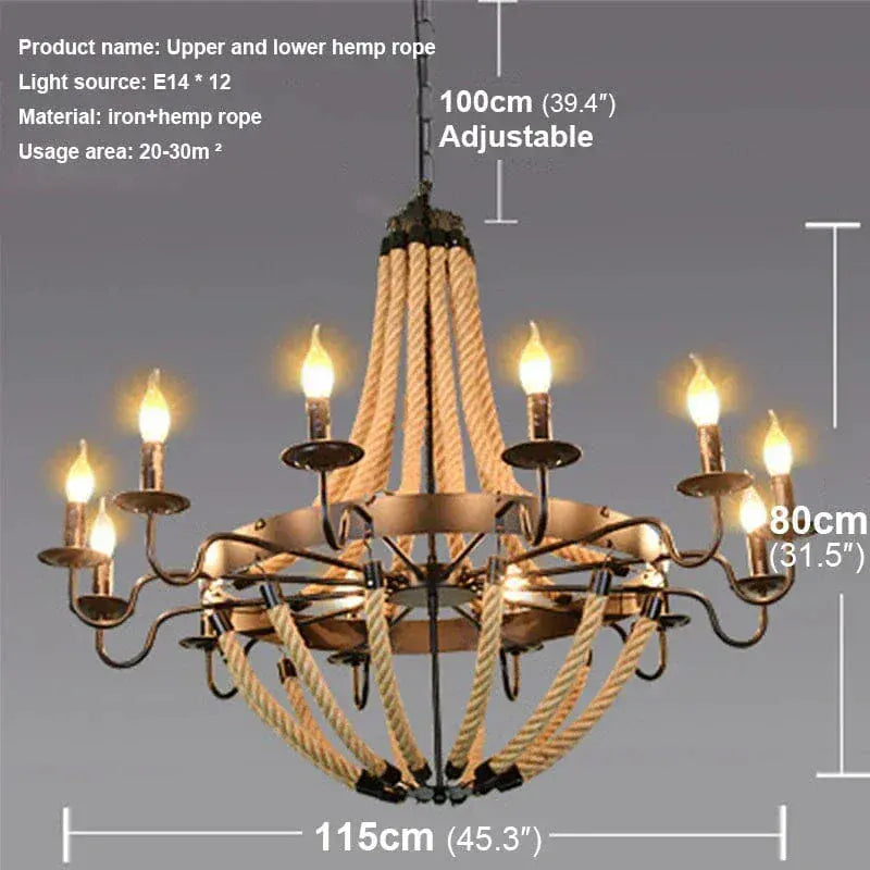 ECLAIRAGE SUSPENSION Suspension luminaire en corde style rustique 12 LAMPES