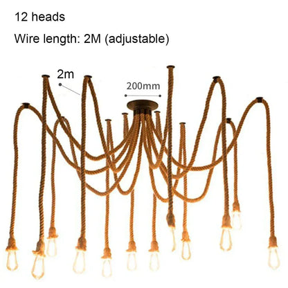 ECLAIRAGE SUSPENSION Suspension araignée en cordage 12 TÊTES  2m