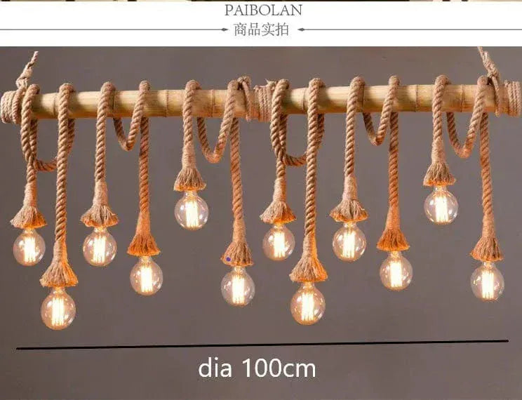 ECLAIRAGE SUSPENSION Suspension en bambou avec cordage 12 TÊTES