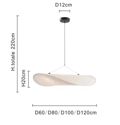 Eclairage suspension Suspension moderne en tissu design Japandi 120 CM / LUMIÈRE BLANCHE