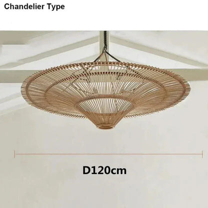 Eclairage suspension Suspension XXL en rotin de style japandi 120 CM / ROTIN CLAIR