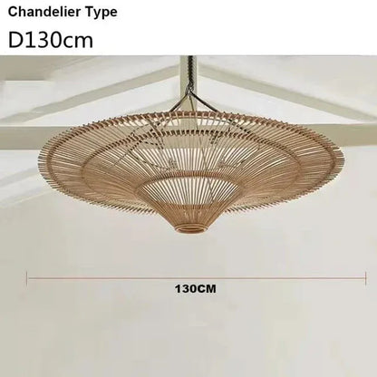 Eclairage suspension Suspension XXL en rotin de style japandi 130 CM / ROTIN CLAIR
