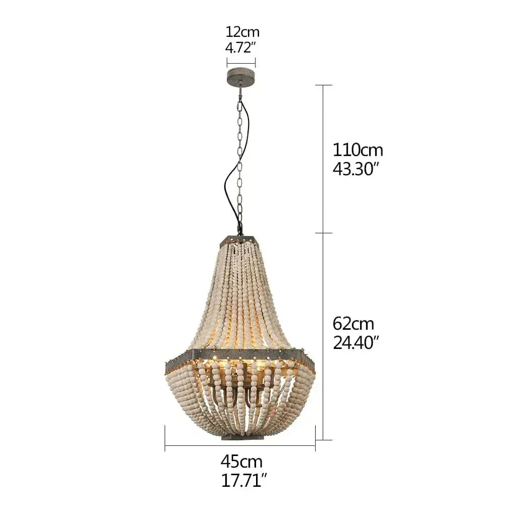 Eclairage suspension Suspension en perle de bois style baroque 2