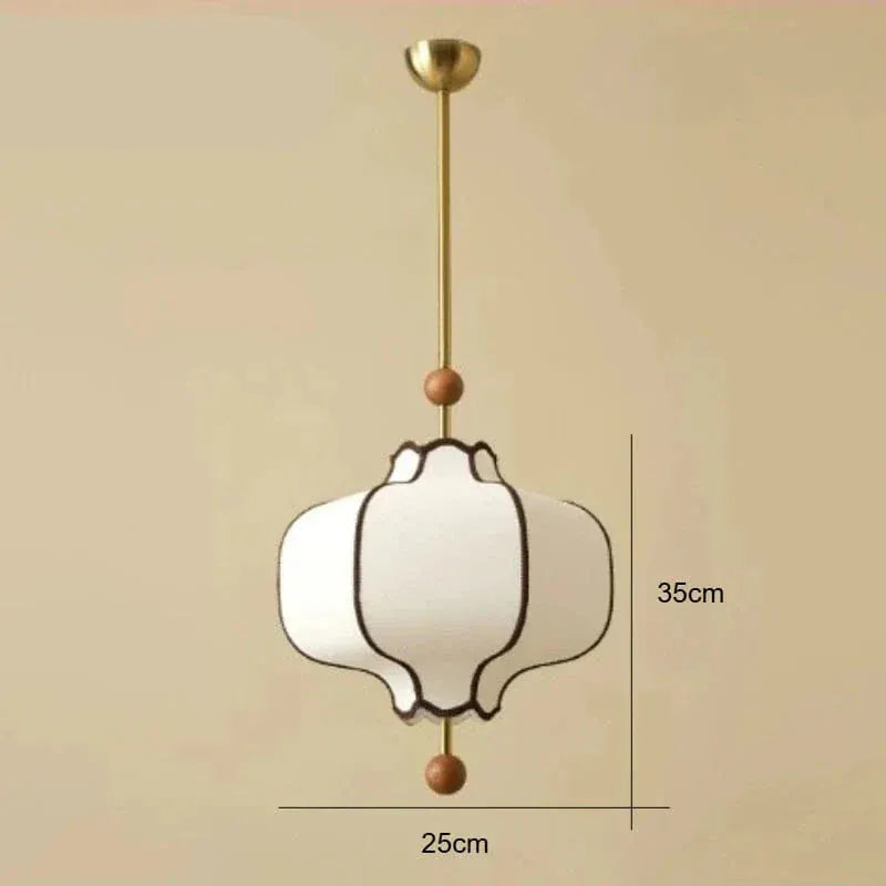 Eclairage suspension Suspension en tissu style ancien ornée de bois 25 CM / LUMIÈRE BLANCHE 6000K