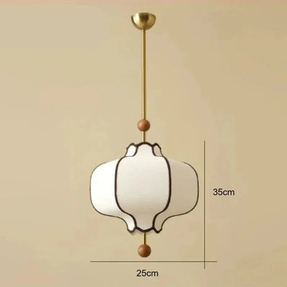Eclairage suspension Suspension en tissu style ancien ornée de bois 25 CM / LUMIÈRE BLANCHE 6000K