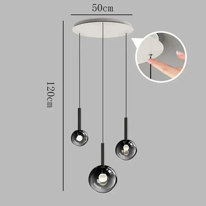 ECLAIRAGE SUSPENSION Suspension haut plafond boule de verre fumé 3 / LUMIÈRE CHAUDE
