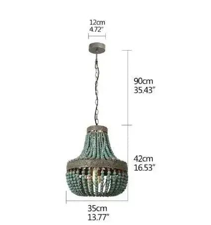 Eclairage suspension Suspension en perle de bois style baroque 3