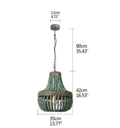 Eclairage suspension Suspension en perle de bois style baroque 3