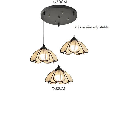 Eclairage suspension Suspension fleur en tissu 3 TÊTES BASE RONDE