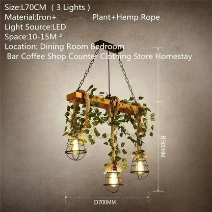 ECLAIRAGE SUSPENSION Suspension en corde et lierre 3 TÊTES