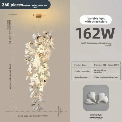 Eclairage suspension Suspension fleur plafond haut 300 X 100 CM / CERAMIQUE