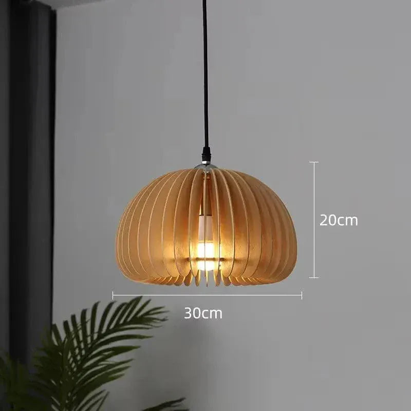 Eclairage suspension Suspension ronde en bois 30CM / LUMIÈRE CHAUDE 3000K