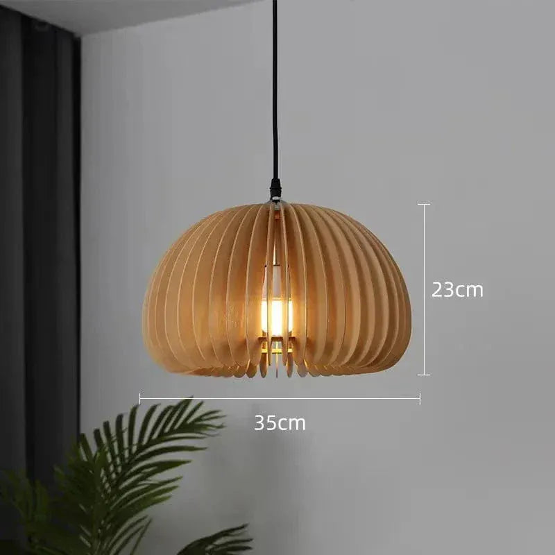 Eclairage suspension Suspension ronde en bois 35CM / LUMIÈRE CHAUDE 3000K