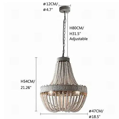 Eclairage suspension Suspension en perle de bois style baroque 4