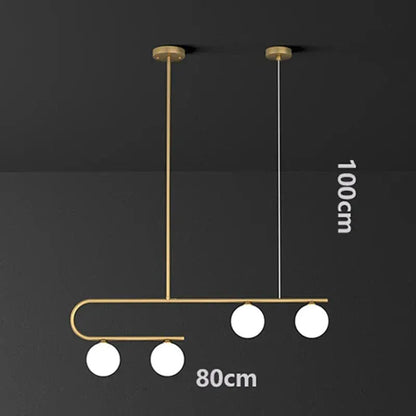 Eclairage suspension Suspension globes en verre opaline et métal doré 4 TÊTES / LUMIÈRE FROIDE