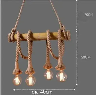 ECLAIRAGE SUSPENSION Suspension en bambou avec cordage 4 TÊTES