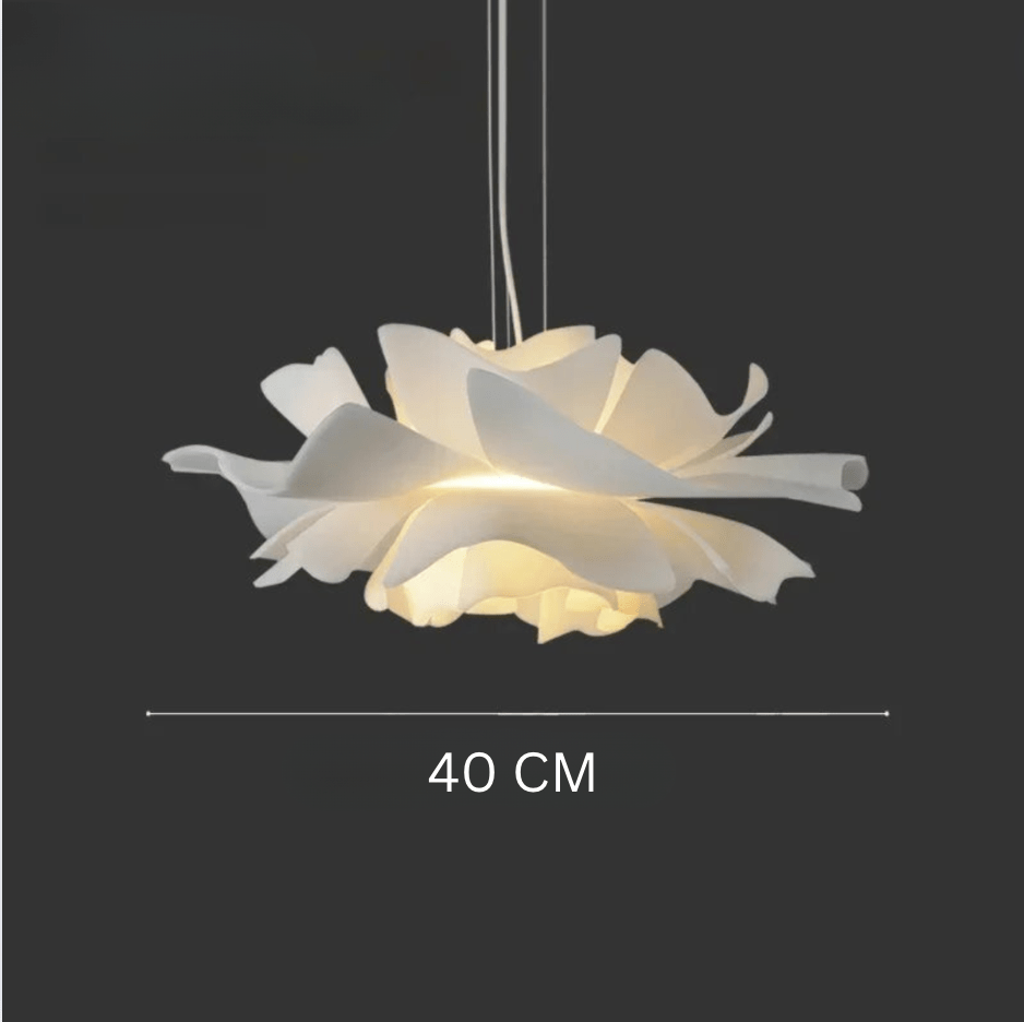 Eclairage suspension Suspension fleur blanche design moderne 40 CM / AMPOULE TRICOLORE ( CONTRÔLE INTERRUPTEUR )
