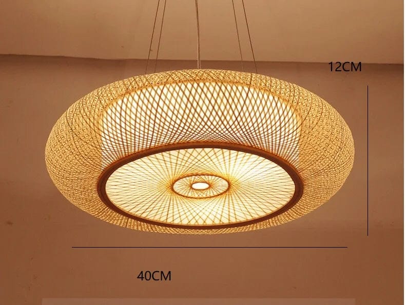 Eclairage suspension Suspension ronde en bambou style Japandi 40CM
