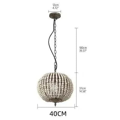 Eclairage suspension Suspension en perle de bois style baroque 5