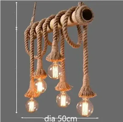 ECLAIRAGE SUSPENSION Suspension en bambou avec cordage 5 TÊTES