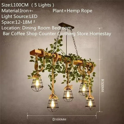 ECLAIRAGE SUSPENSION Suspension en corde et lierre 5 TÊTES