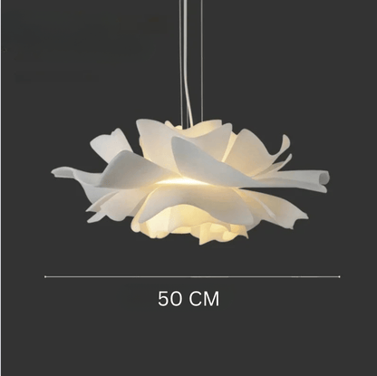 Eclairage suspension Suspension fleur blanche design moderne 50 CM / AMPOULE TRICOLORE ( CONTRÔLE INTERRUPTEUR )