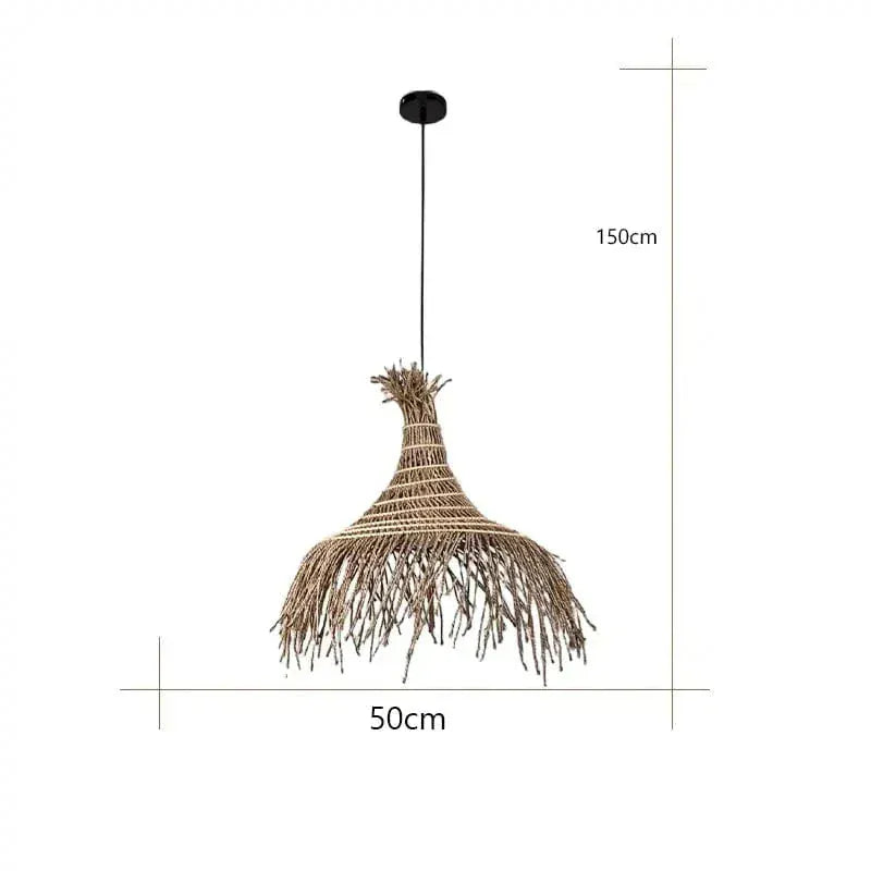 Eclairage suspension Suspension en paille style Wabi-Sabi 50 CM