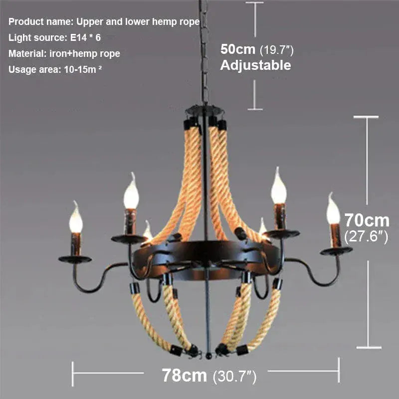 ECLAIRAGE SUSPENSION Suspension luminaire en corde style rustique 6 LAMPES
