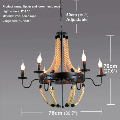 ECLAIRAGE SUSPENSION Suspension luminaire en corde style rustique 6 LAMPES