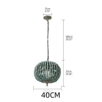 Eclairage suspension Suspension en perle de bois style baroque 6