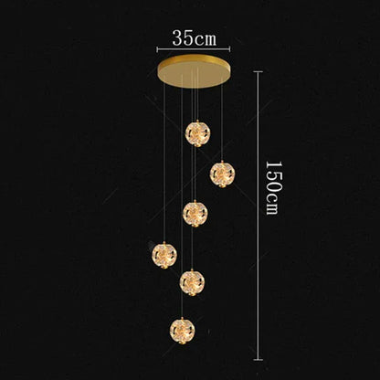 Eclairage suspension Suspension plafond haut cristal stars 6 TÊTES / DIMMABLE AVEC TÉLÉCOMMANDE