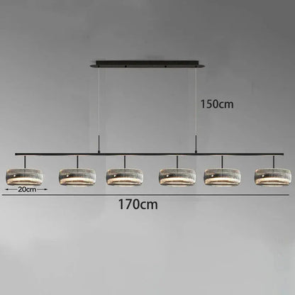 Eclairage suspension Suspension 4 lampes en verre côtelé 6 TÊTES / LUMIÈRE FROIDE