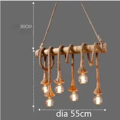 ECLAIRAGE SUSPENSION Suspension en bambou avec cordage 6 TÊTES