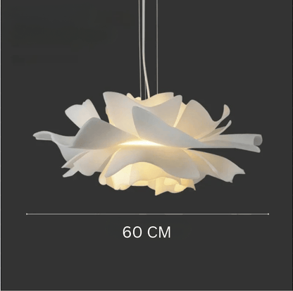 Eclairage suspension Suspension fleur blanche design moderne 60 CM / AMPOULE TRICOLORE ( CONTRÔLE INTERRUPTEUR )