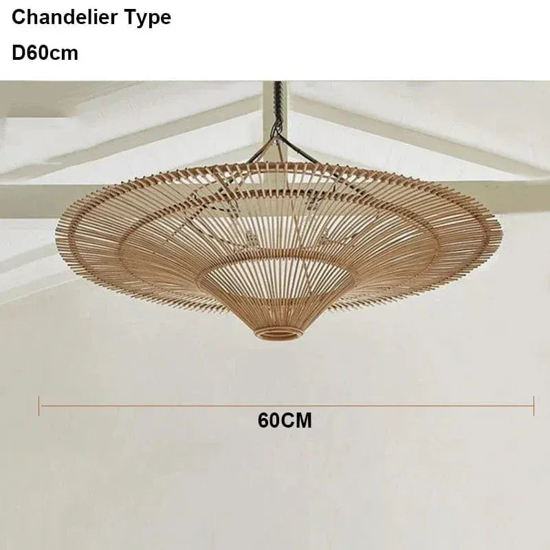 Eclairage suspension Suspension XXL en rotin de style japandi 60 CM / ROTIN CLAIR